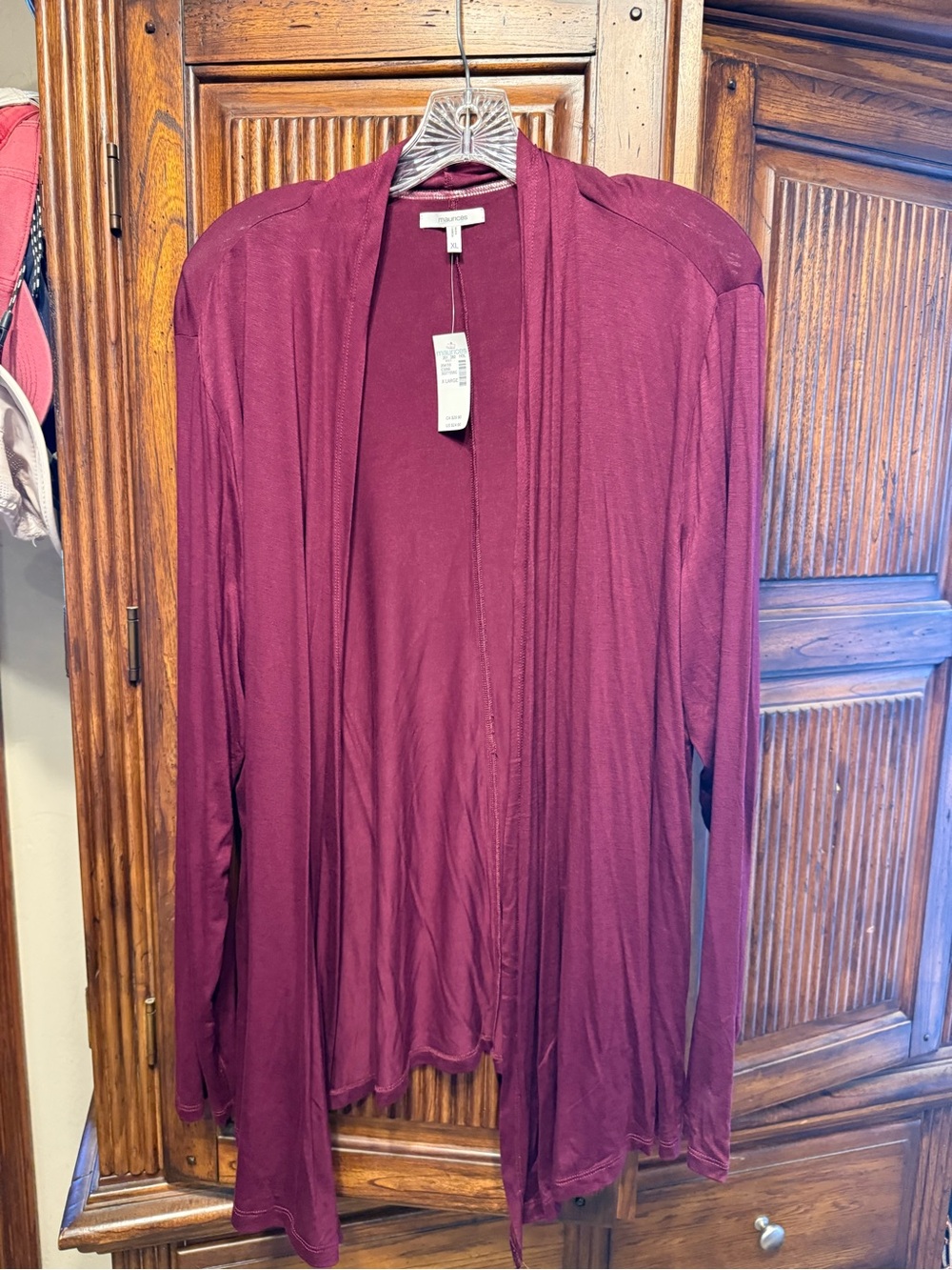 Maurices Open-Front Long Sleeve Cardigan - Wine